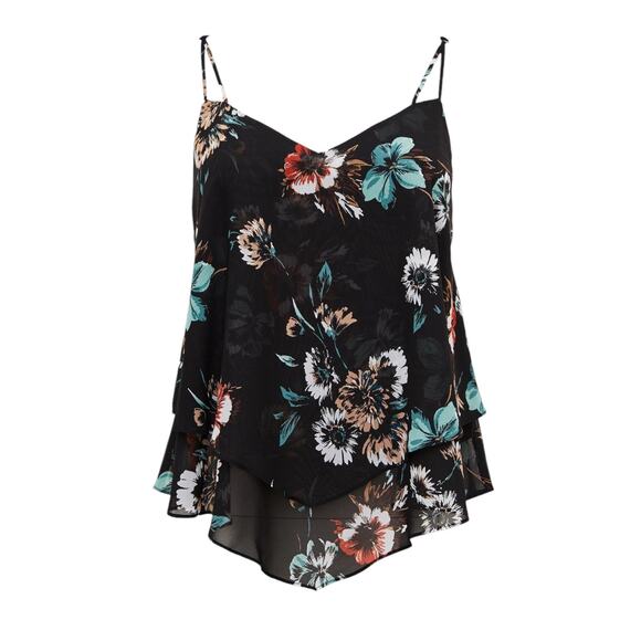 Torrid Georgette Layered Swing Cami - Floral Black - 0 - Picture 1 of 15